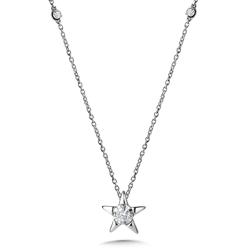 STAR-SHAPED DIAMOND STAR NECKLACE PDMS025-W