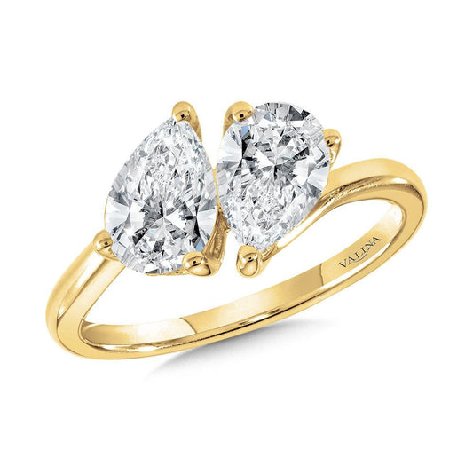 Valina Pear-Cut Double Center Stone & Hidden Halo Solitaire Engagement Ring R2386Y-SR