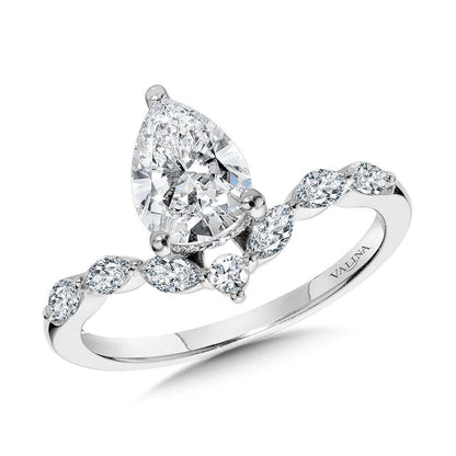 Valina Pear-Cut & Marquise Diamond Accented Hidden Halo Chevron Engagement Ring R2393W-SR