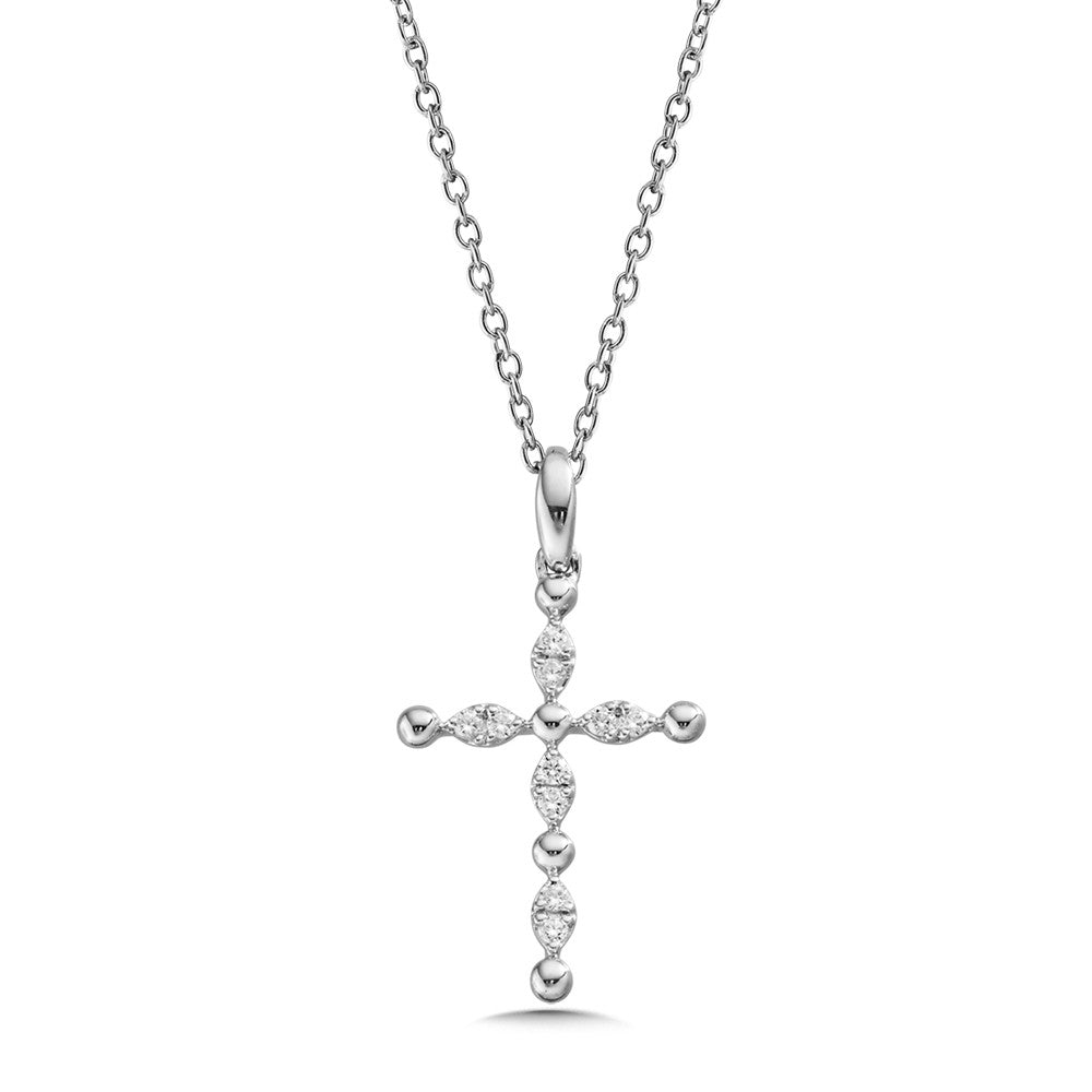 DIAMOND CROSS NECKLACE IN 14K WHITE GOLD PXD377-W