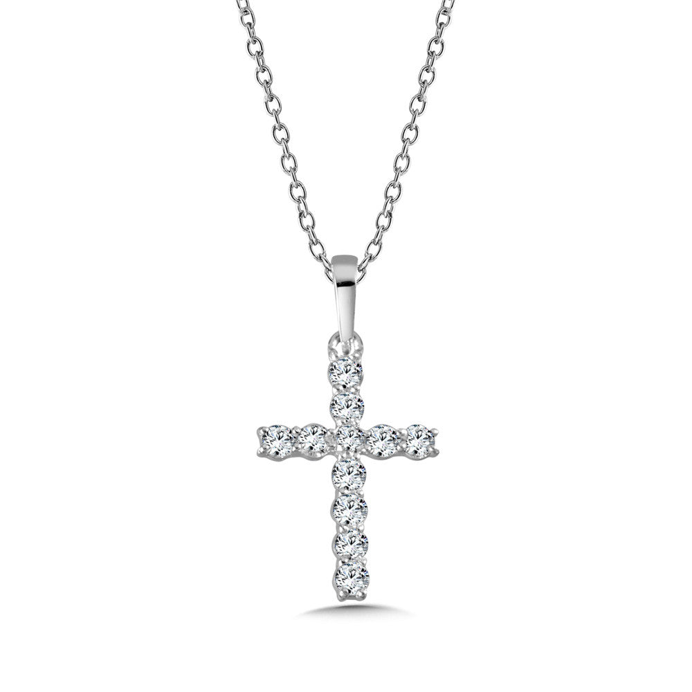 DIAMOND CROSS NECKLACE IN 14K WHITE GOLD PXD379-W