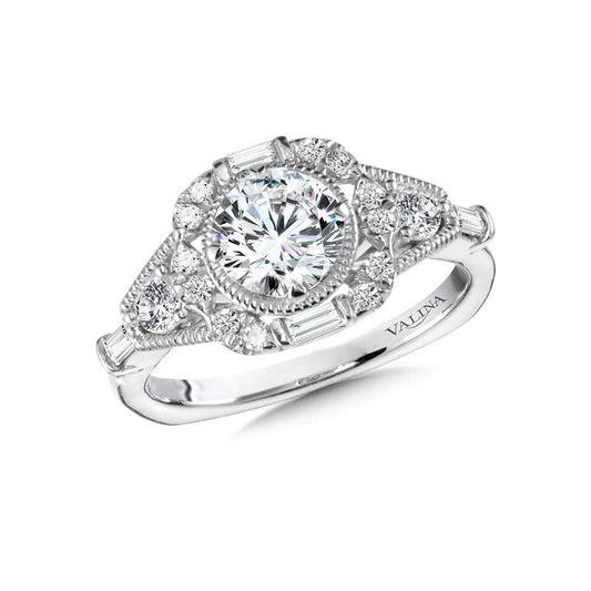 Valina Vintage Cushion-Shaped Halo Diamond Engagement Ring R1014W