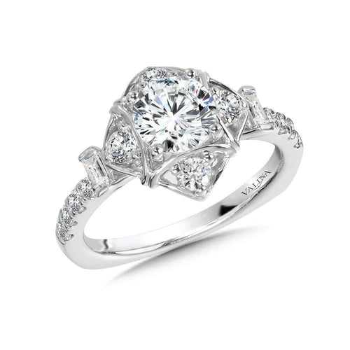 Cushion-Shaped Halo Engagement Ring R1018W