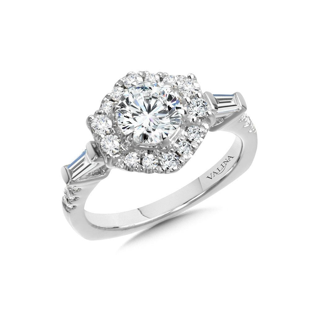 Valina Hexagon-Shaped Halo Diamond Engagement Ring R1022W