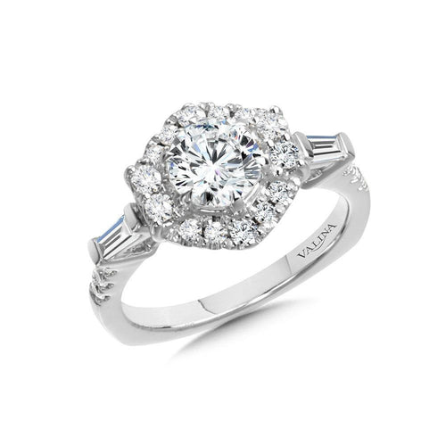Hexagon-Shaped Halo Diamond Engagement Ring R1022W