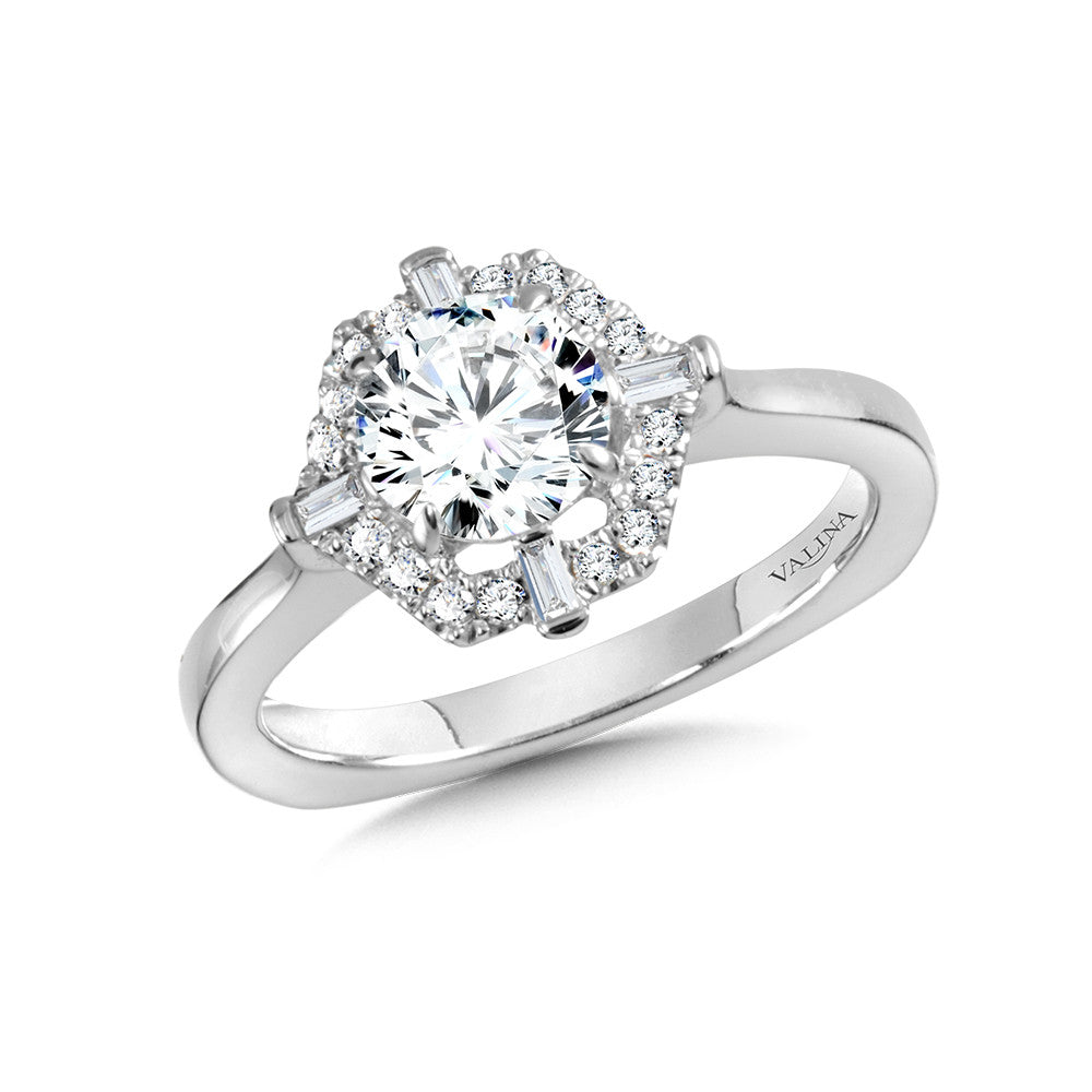 Valina Hexagon-Shaped Halo Diamond Engagement Ring R1029W