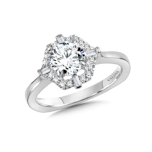 Hexagon-Shaped Halo Diamond Engagement Ring R1029W