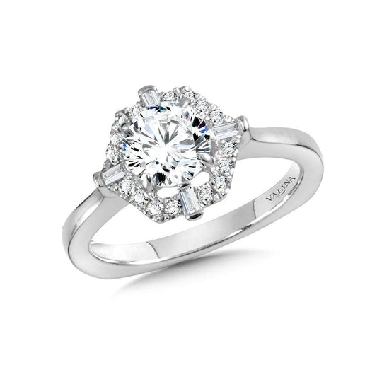 Valina Hexagon-Shaped Halo Diamond Engagement Ring R1029W