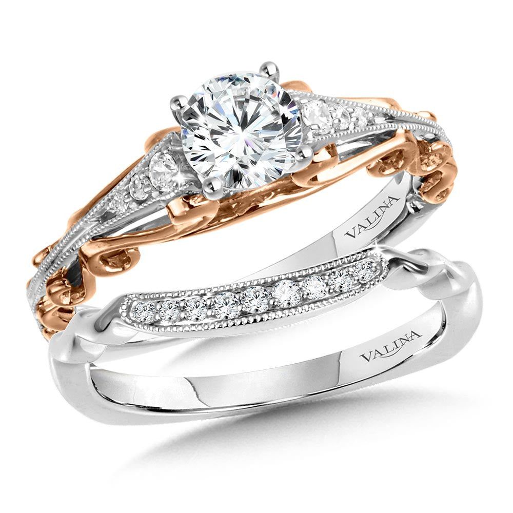 Valina Decorative Tapered Diamond Engagement Ring R1030WP