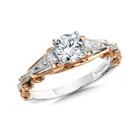 Valina Decorative Tapered Diamond Engagement Ring R1030WP