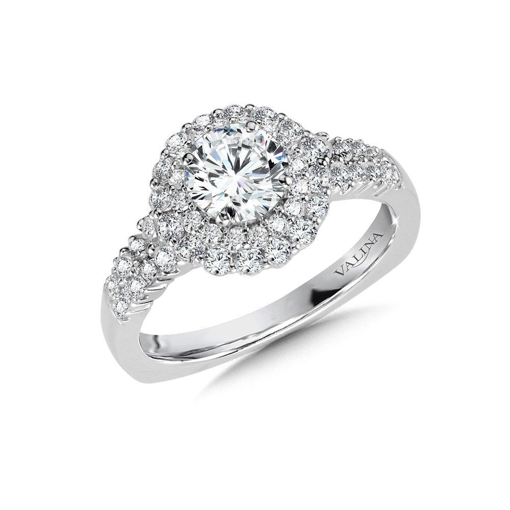 Valina Double Halo Diamond Engagement Ring R1034W