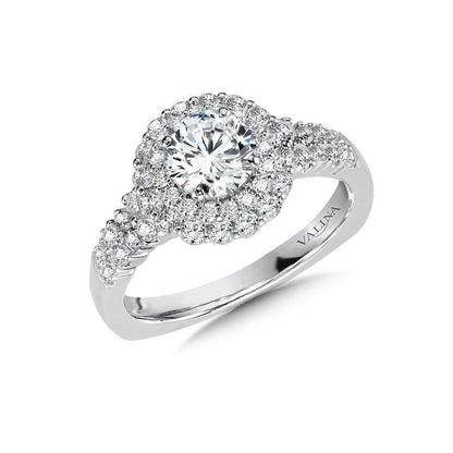 Valina Double Halo Diamond Engagement Ring R1034W