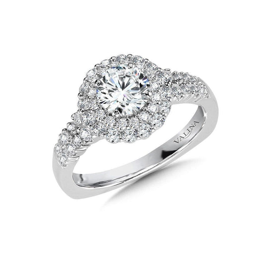 Valina Double Halo Diamond Engagement Ring R1034W