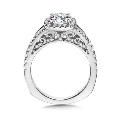 Valina Split Shank Cushion-Shaped Halo Diamond Engagement Ring R1038W
