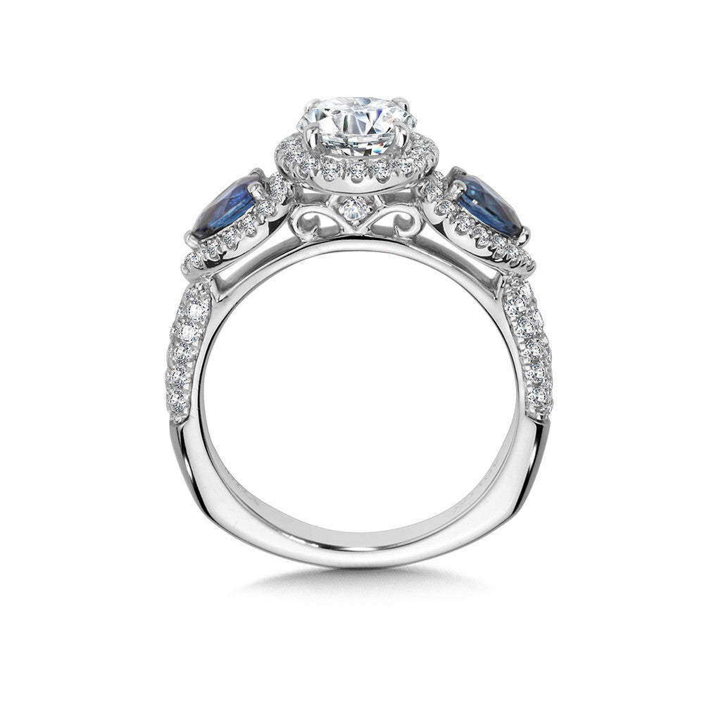 Valina Diamond and Sapphire Halo Engagement Ring R1048W-BSA