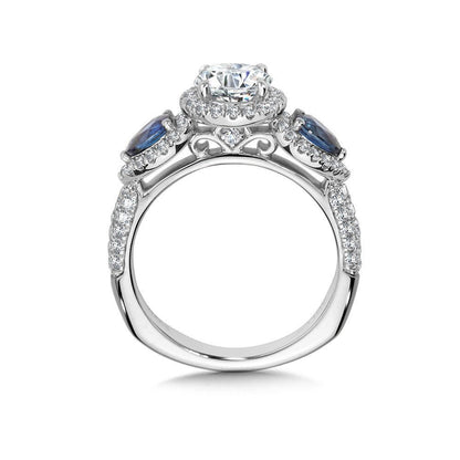 Valina Diamond and Sapphire Halo Engagement Ring R1048W-BSA
