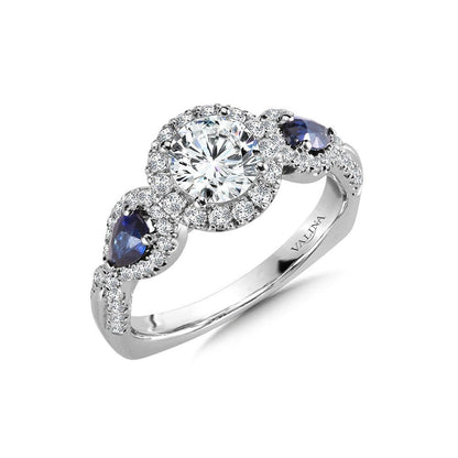 Valina Diamond and Sapphire Halo Engagement Ring R1051W-BSA