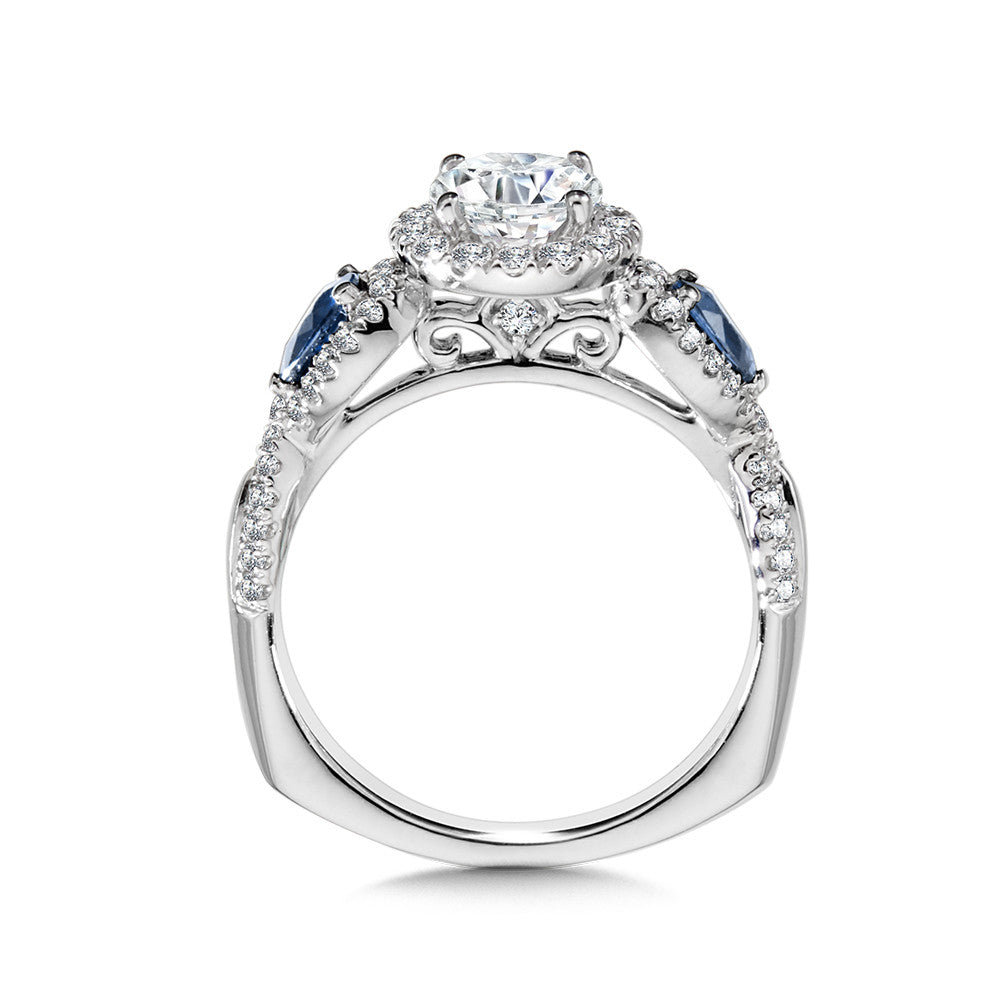 Valina Diamond and Sapphire Halo Engagement Ring R1051W-BSA