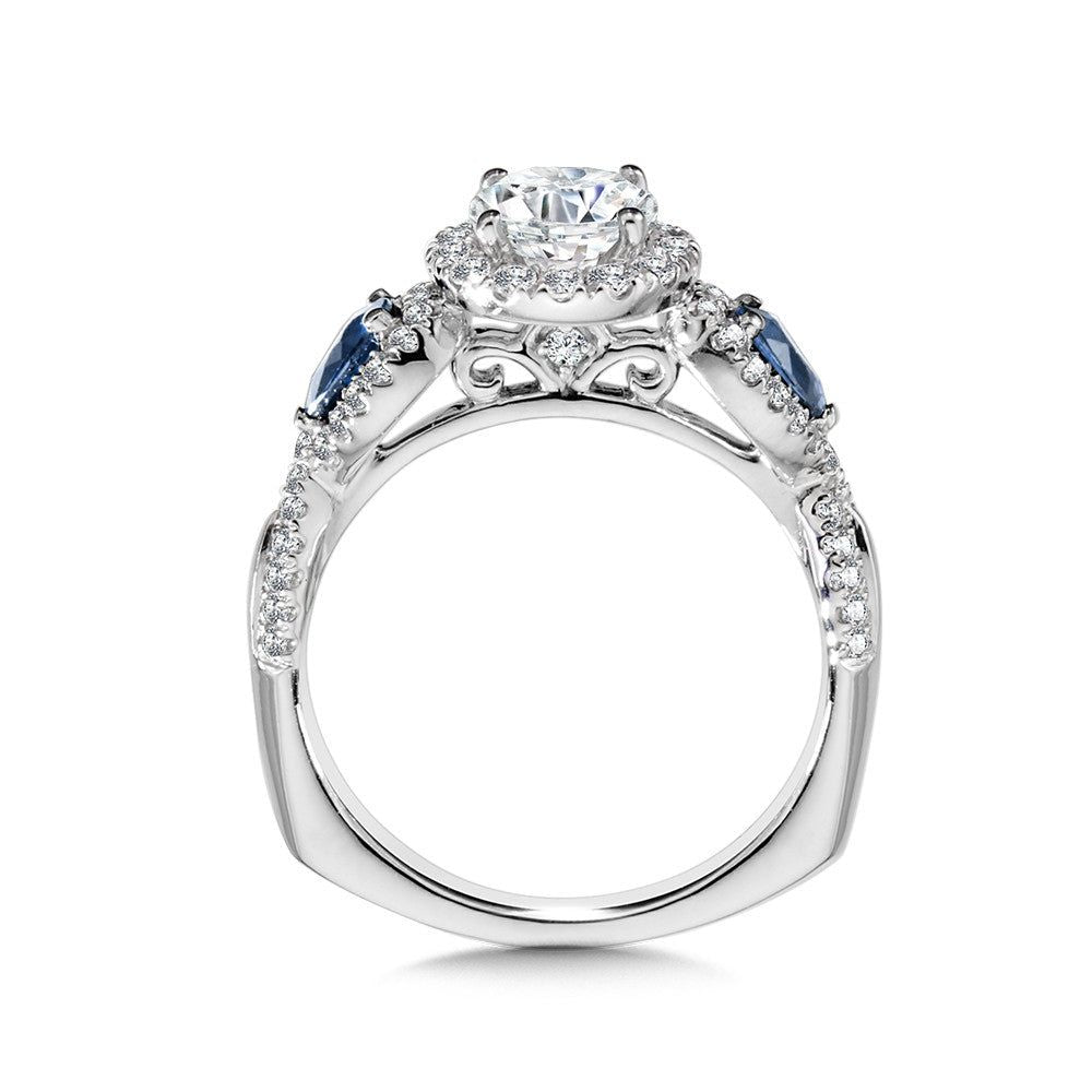 Valina Diamond and Sapphire Halo Engagement Ring R1051W-BSA