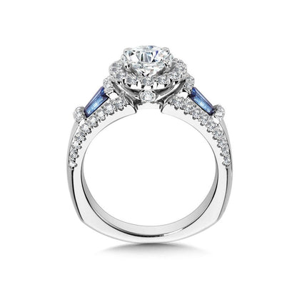 Valina Vintage Halo Diamond and Sapphire Engagement Ring R1052W-BSA