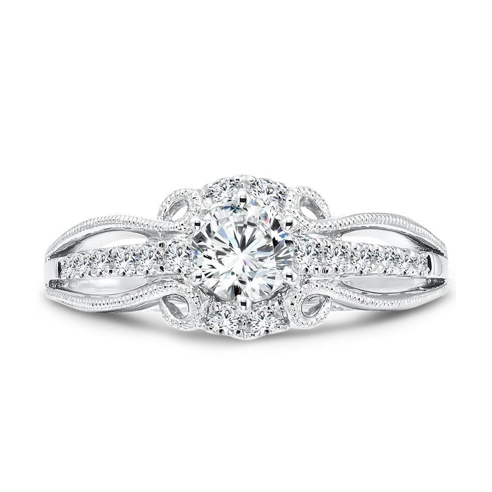 Valina Vintage Six-Prong Milgrain Diamond Engagement Ring R1067W
