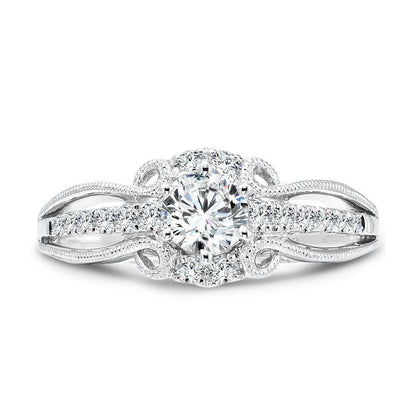 Valina Vintage Six-Prong Milgrain Diamond Engagement Ring R1067W