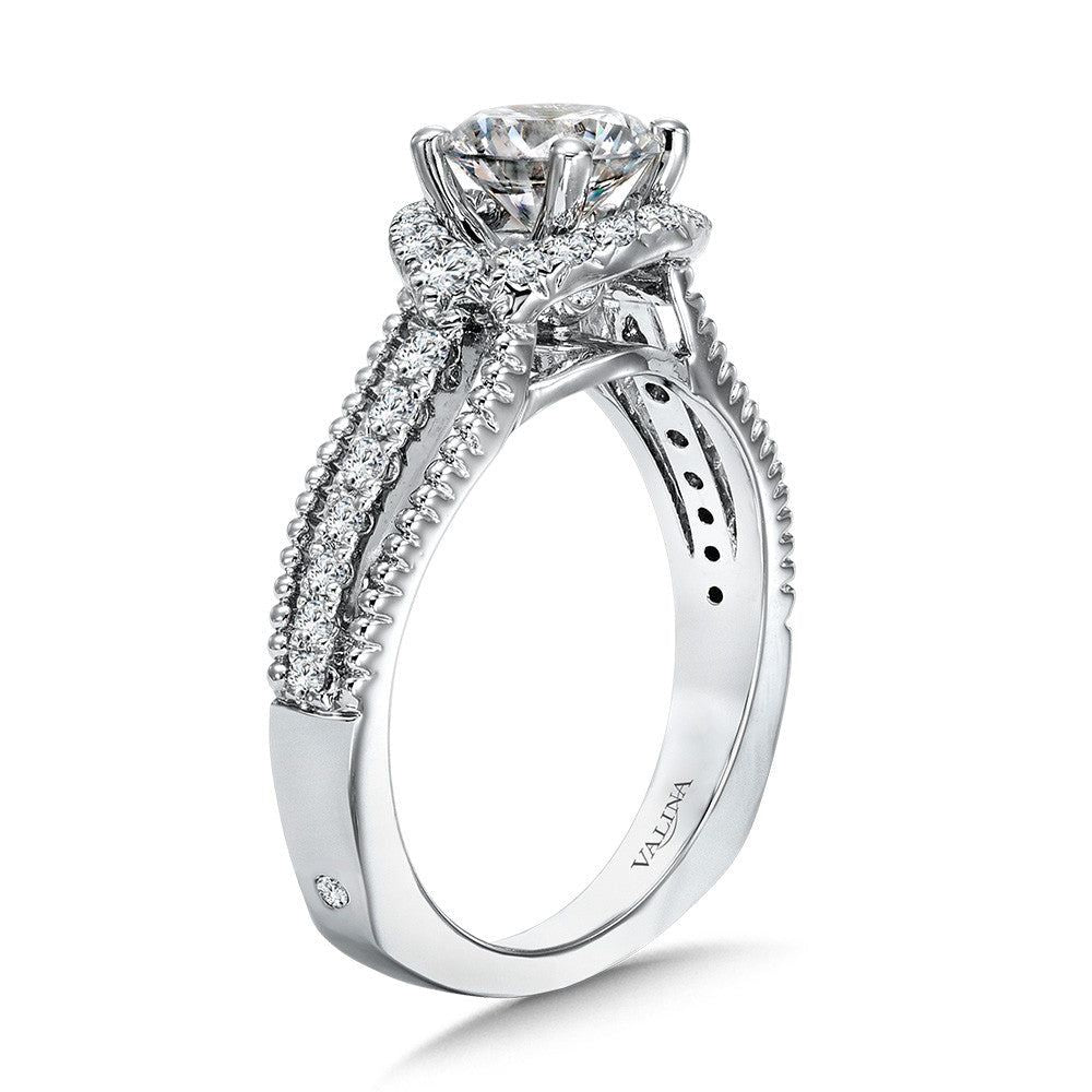 Valina Vintage Diamond Halo Engagement Ring R1072W