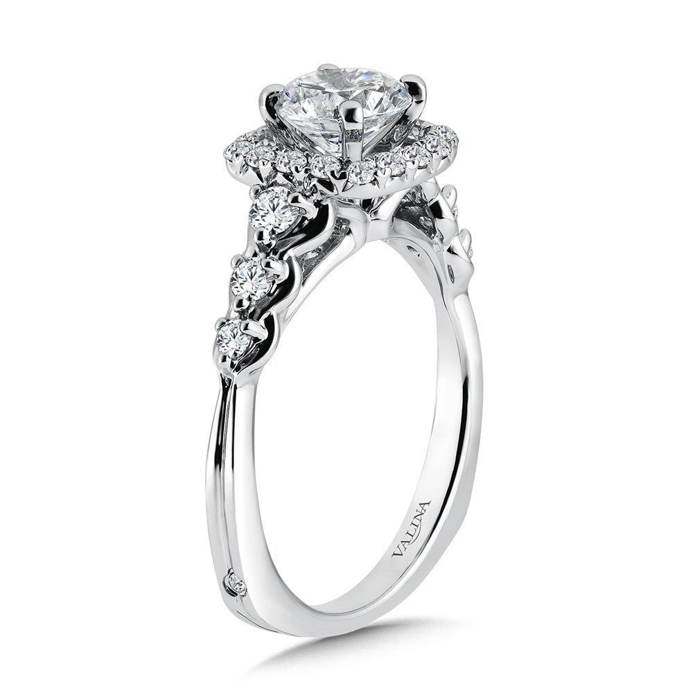 Valina Tapered Cushion-Shaped Halo Diamond Engagement Ring R1077W