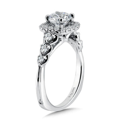 Valina Tapered Cushion-Shaped Halo Diamond Engagement Ring R1077W