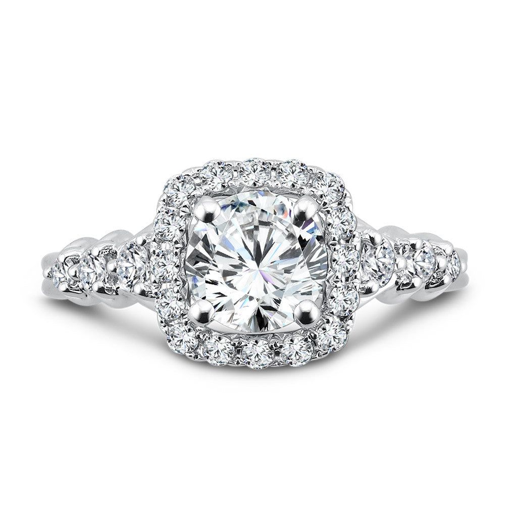 Valina Tapered Cushion-Shaped Halo Diamond Engagement Ring R1077W