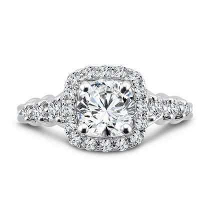 Valina Tapered Cushion-Shaped Halo Diamond Engagement Ring R1077W