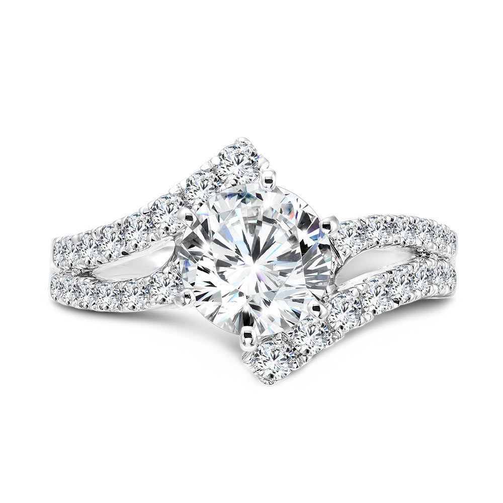 Valina Six-Prong Bypass Split Shank Diamond Engagement Ring R1078W