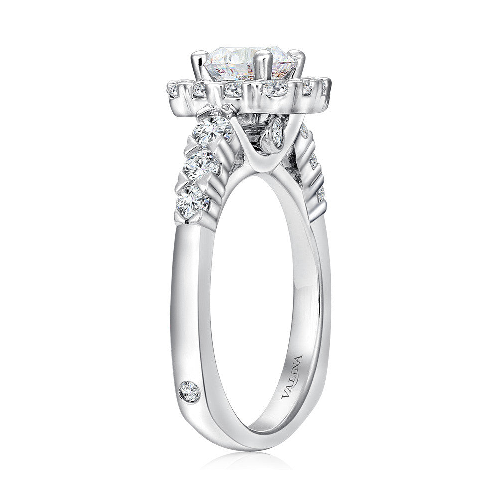 Valina Unique Cushion-Shaped Halo Diamond Engagement Ring R1083W