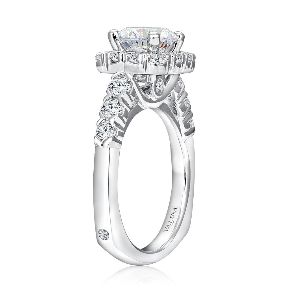Valina Unique Cushion-Shaped Halo Diamond Engagement Ring R1084W