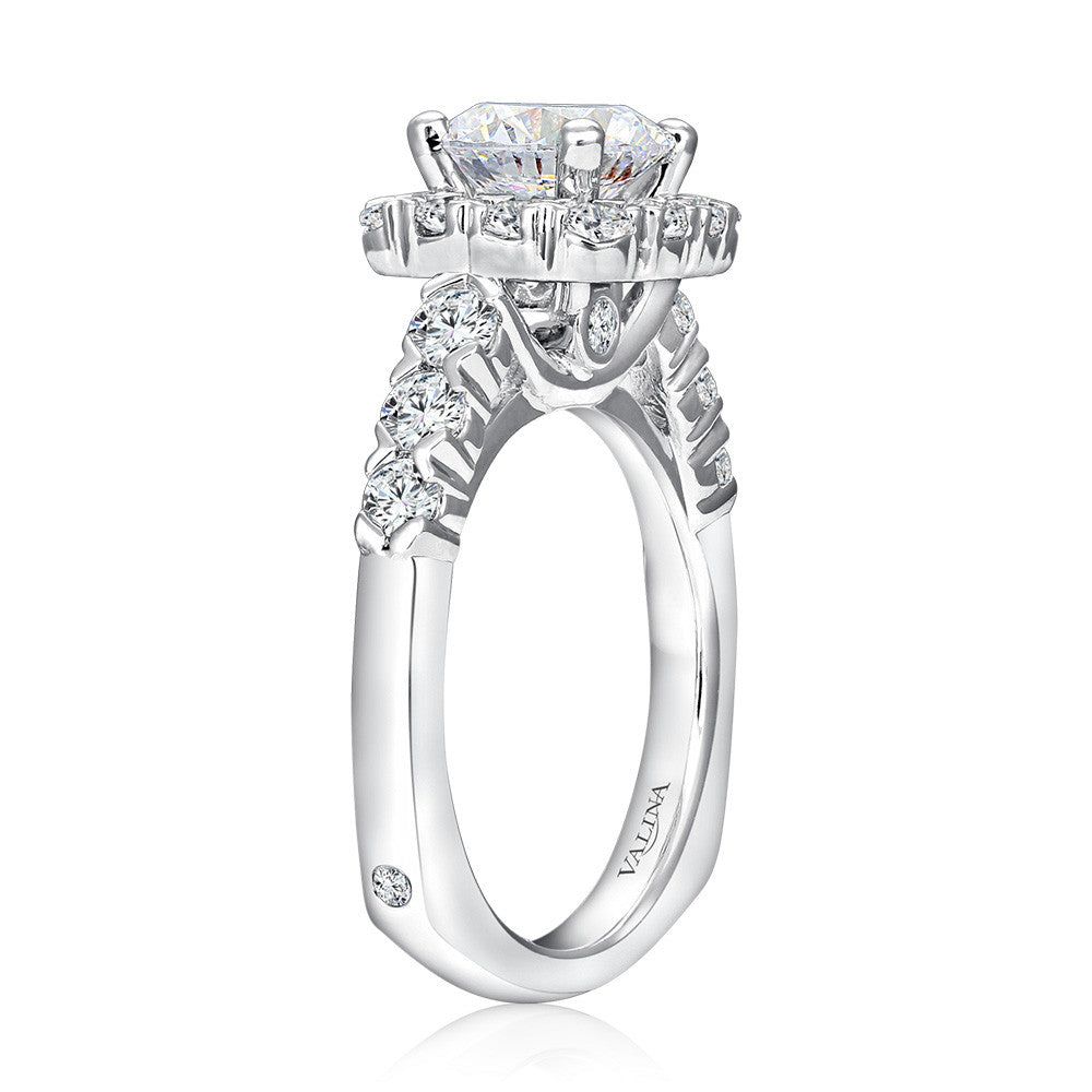 Valina Unique Cushion-Shaped Halo Diamond Engagement Ring R1084W