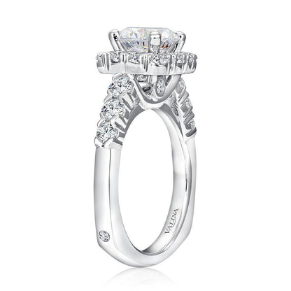 Valina Unique Cushion-Shaped Halo Diamond Engagement Ring R1084W