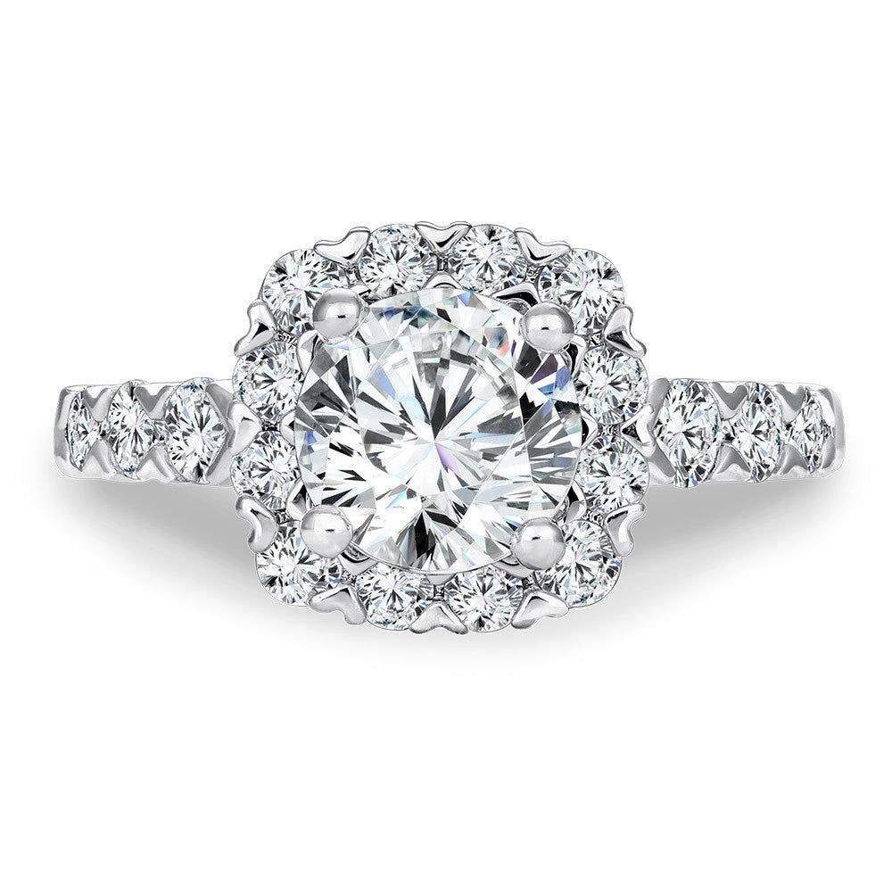 Valina Unique Cushion-Shaped Halo Diamond Engagement Ring R1084W