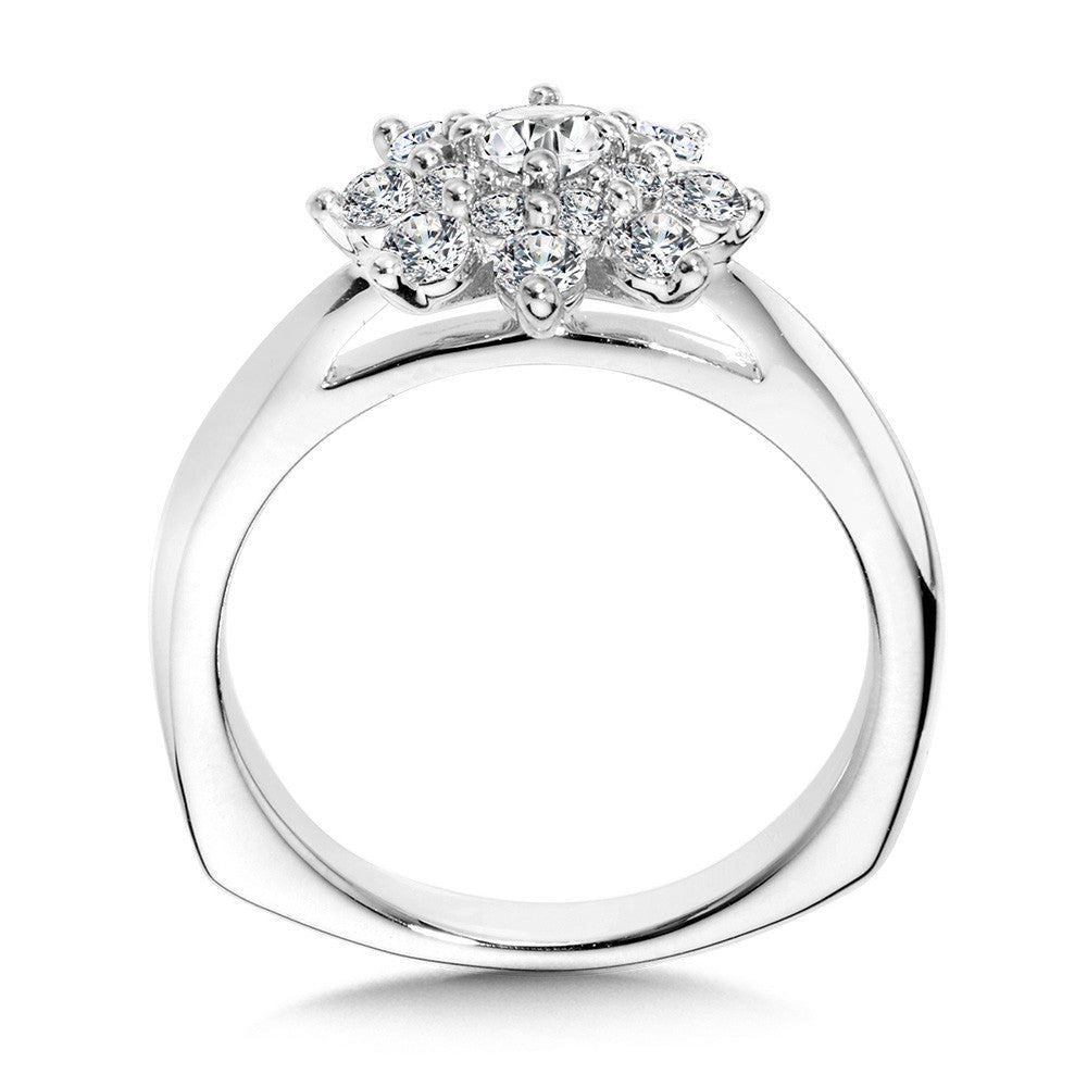 Valina Modern Floral Halo Diamond Engagement Ring R1090W