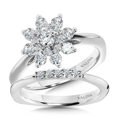 Valina Modern Floral Halo Diamond Engagement Ring R1090W