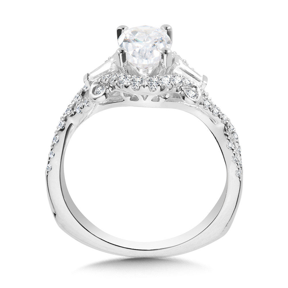 Valina Tapered Oval and Baguette 3 Stone Diamond Engagement Ring R1093W