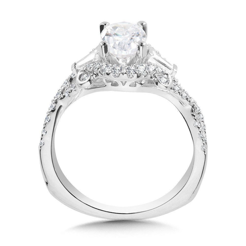 Valina Tapered Oval and Baguette 3 Stone Diamond Engagement Ring R1093W