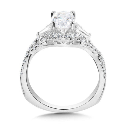 Valina Tapered Oval and Baguette 3 Stone Diamond Engagement Ring R1093W