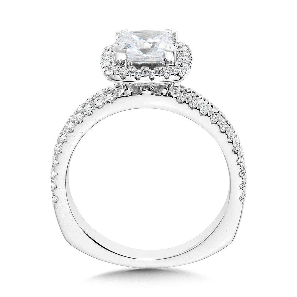Valina Princess-Cut Split Shank Diamond Halo Engagement Ring R1094W