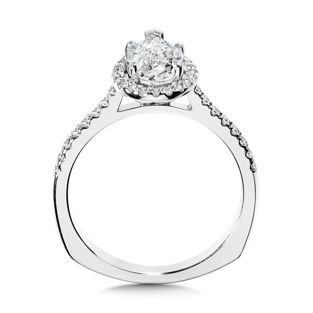 Valina Pear-Shaped Diamond Straight Halo Engagement Ring R1095W