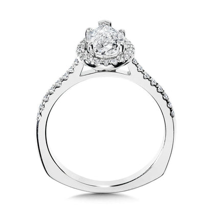 Valina Pear-Shaped Diamond Straight Halo Engagement Ring R1095W