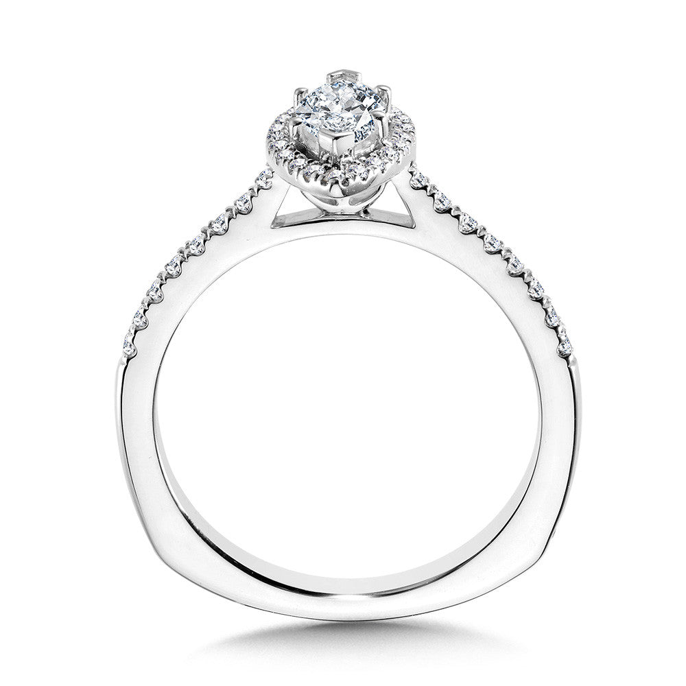 Valina Marquise Diamond Straight Halo Engagement Ring R1096W