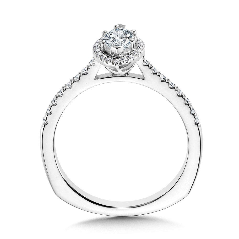 Valina Marquise Diamond Straight Halo Engagement Ring R1096W