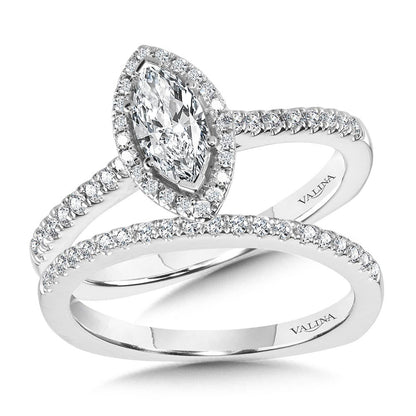 Valina Marquise Diamond Straight Halo Engagement Ring R1096W