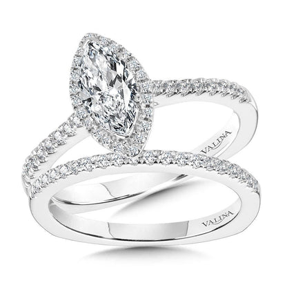 Valina Marquise Diamond Straight Halo Engagement Ring R1097W