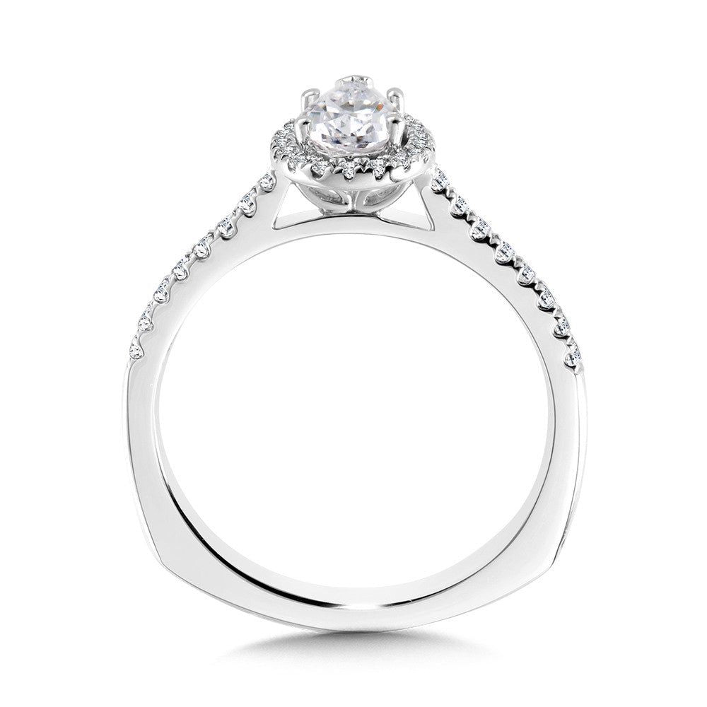Valina Pear Diamond Straight Halo Engagement Ring R1098W